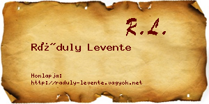 Ráduly Levente névjegykártya